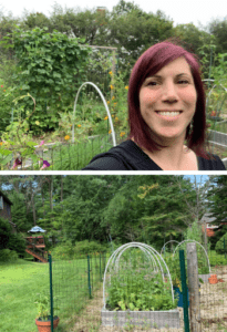 Becca and her backyard garden.