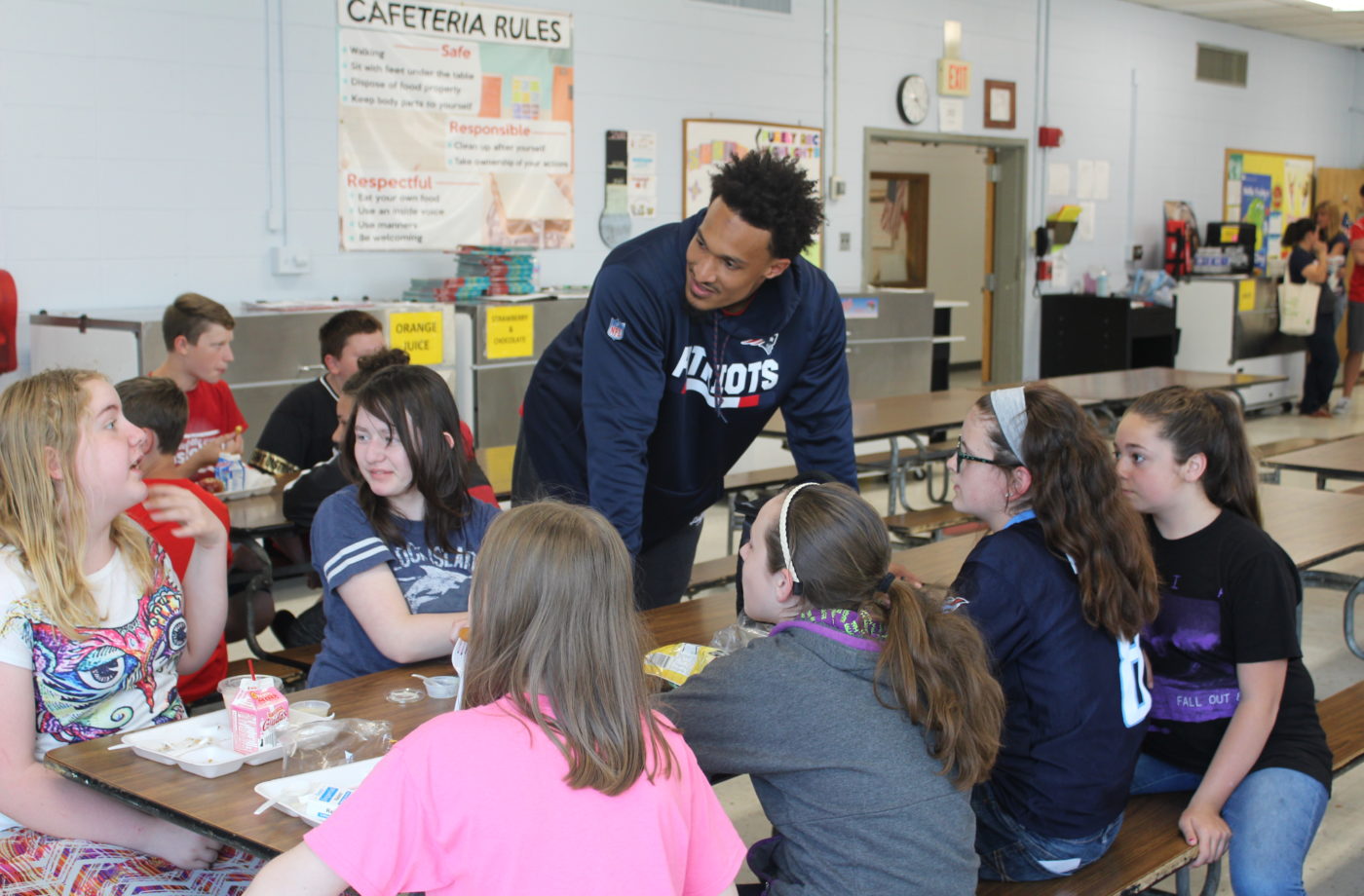 Derek Rivers with students