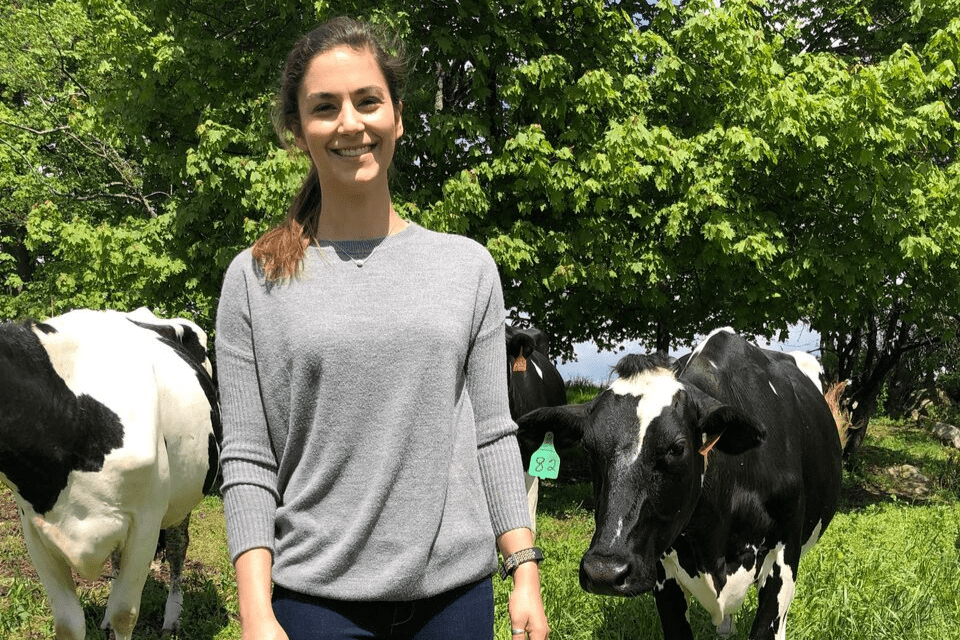 woman with cows