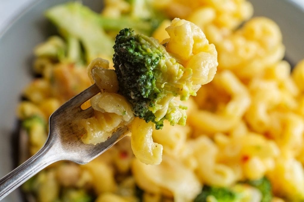 Delicious mac and cheese with broccoli, made with real dairy cheddar cheese