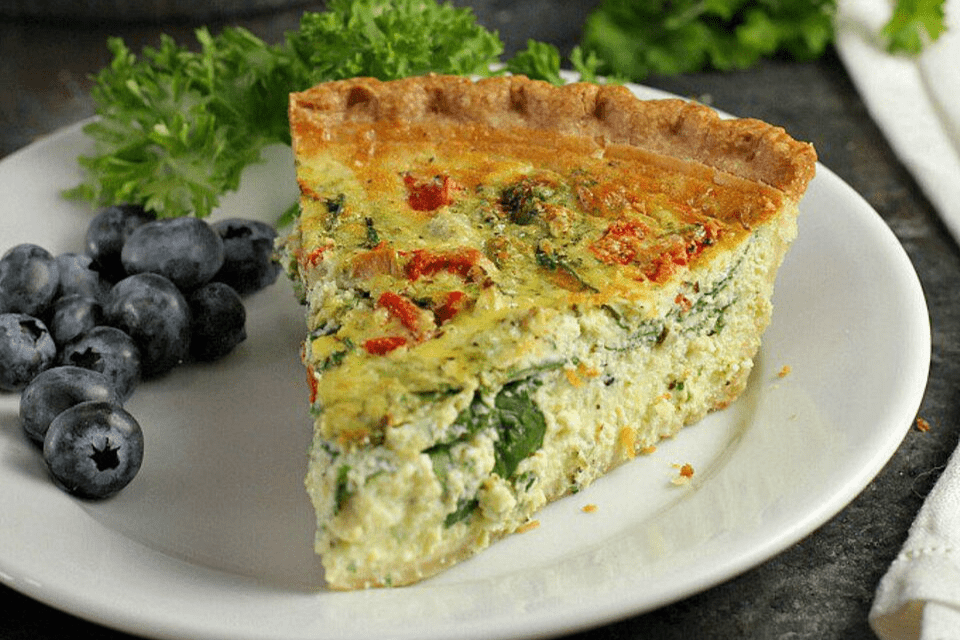 Spinach Quiche with Artichokes and Roasted Red Peppers