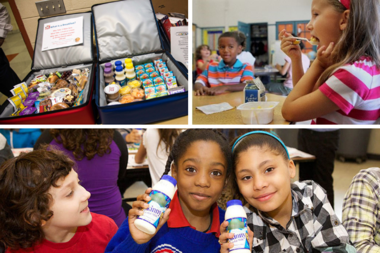 school lunches, kids drinking milk