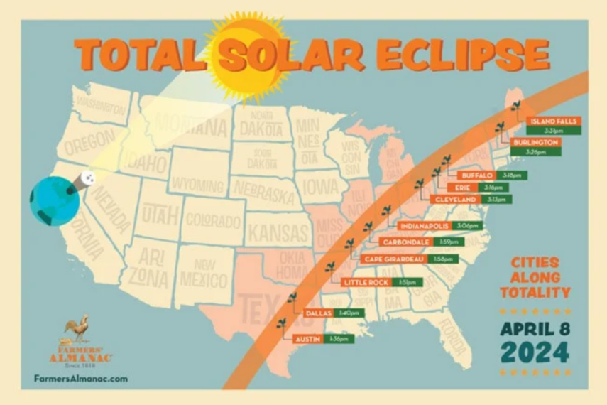 map of the path of the 2024 united states solar eclipse