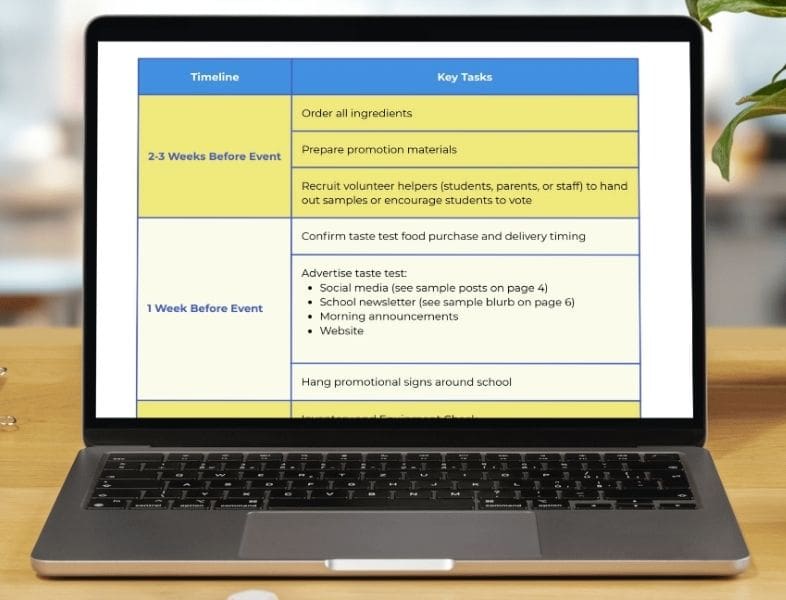 Laptop with timeline on screen