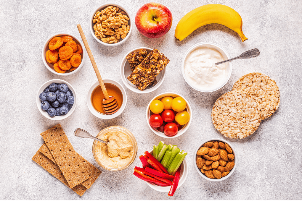 A colorful assortment of nutritious foods beautifully arranged in bowls, promoting a healthy and balanced diet.