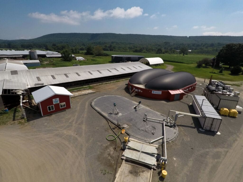 cows greenhouse gas aerial view digester