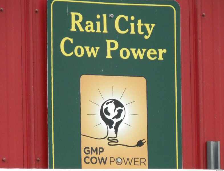 rail city cow power sign
