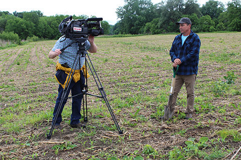 Farmer being interviewed