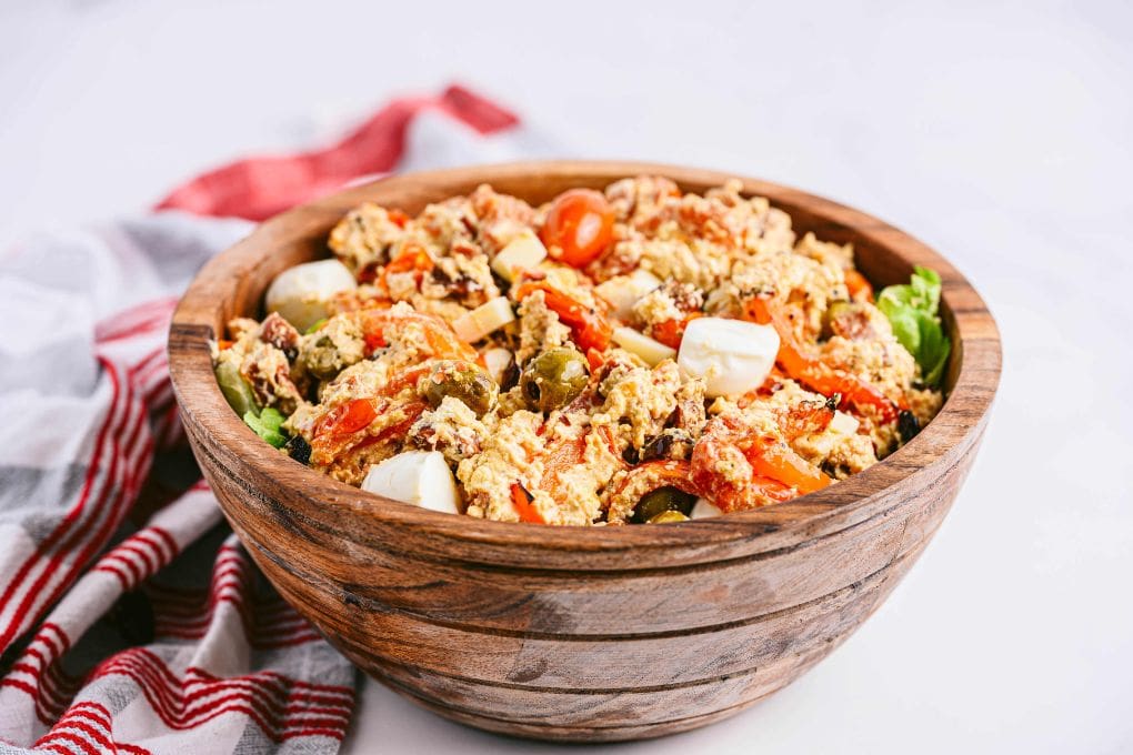 roasted antipasto salad made with leftovers